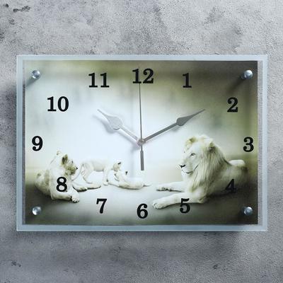 Часы настенные, серия: Животный мир, &quot;Белые львы&quot; 25х35 см