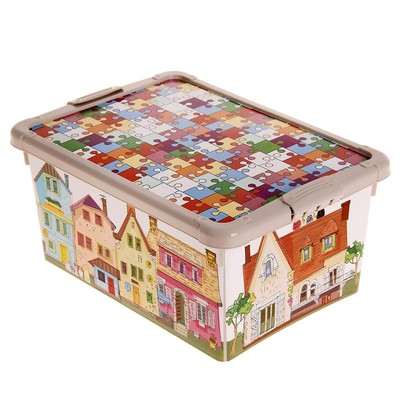 Ящик для игрушек с аппликацией и крышкой, 8,4 л, цвет бежевый