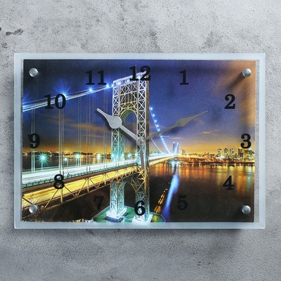 Часы настенные, серия: Город, &quot;Ночной мост&quot;, 25 х 35 см