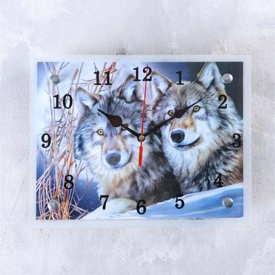 Часы настенные, серия: Животный мир, &quot;Два волка&quot;, 20х25  см
