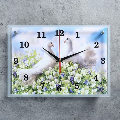 Часы настенные, серия: Животный мир, &quot;Пара голубей&quot;&quot; 25х35 см