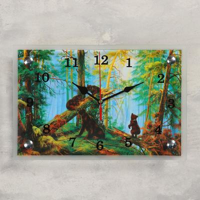 Часы настенные, серия: Животный мир, &quot;Медведи в лесу&quot;, 20х30  см, микс