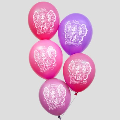Воздушные шары «С Днем Рождения», ВИНКС, 5 шт., 12&quot;