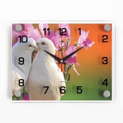 Часы настенные, серия: Животный мир, &quot;Белые голуби&quot;, 20х26 см, микс