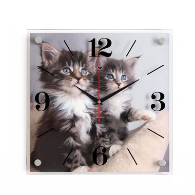 Часы настенные, серия: Животный мир, &quot;Котята&quot;, плавный ход, 35 х 35 см
