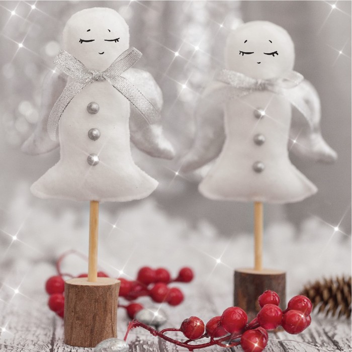 Фигурки на подставке «Снежные ангелочки», набор для шитья, 10,7 × 16,3 × 5 см