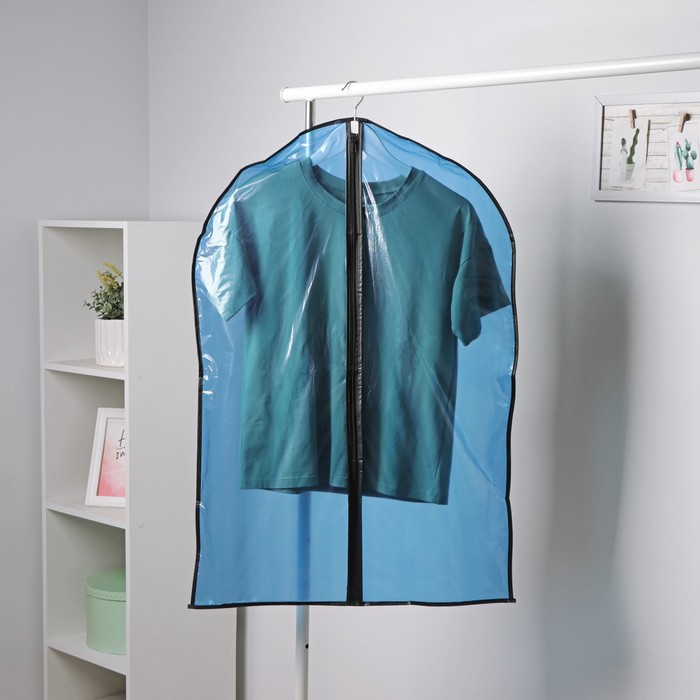 Чехол для одежды Доляна, 60×90 см, полиэтилен, цвет синий