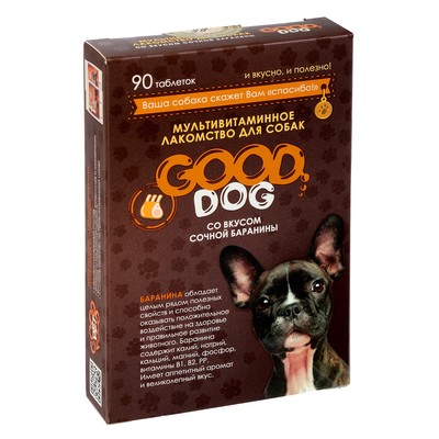 Мультивитаминное лакомство GOOD DOG для cобак, &quot;Сочная баранина&quot;, 90 таб