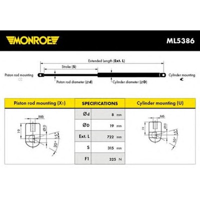 Амортизатор капота MONROE ML5386