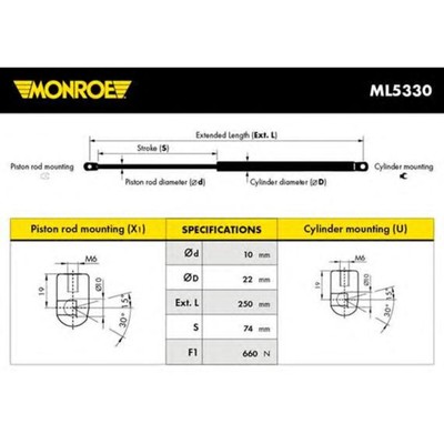 Амортизатор капота MONROE ML5330