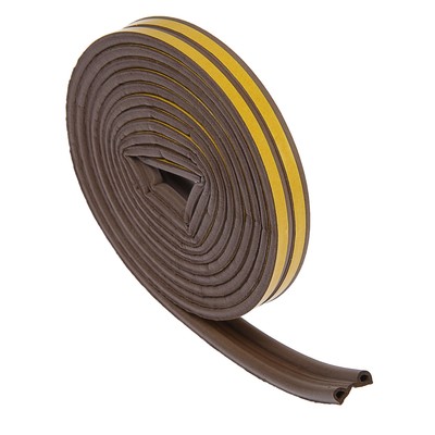 Уплотнитель резиновый ТУНДРА, профиль Р, размер 5.5х9 мм, коричневый, в упаковке 6 м
