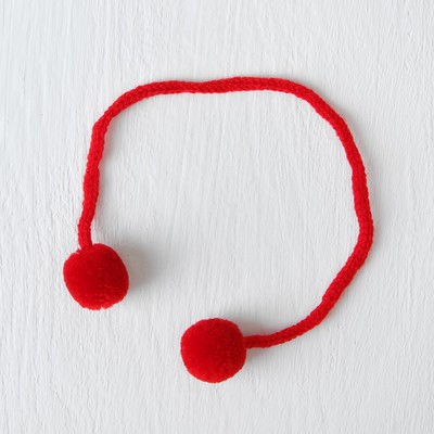 Декоративный элемент на верёвочке 2 шарика, d= 1,5 см, набор 6 шт., цвет красный