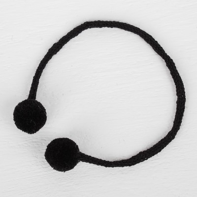 Декоративный элемент на верёвочке 2 шарика, d= 1,5 см, набор 6 шт., цвет чёрный