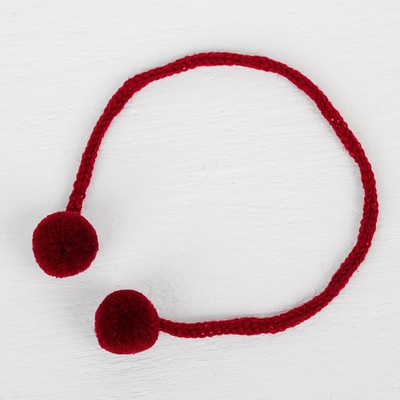 Декоративный элемент на верёвочке 2 шарика, d= 1,5 см, набор 6 шт., цвет бордовый
