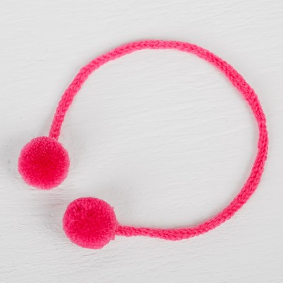 Декоративный элемент на верёвочке 2 шарика, d= 1,5 см, набор 6 шт., цвет розовый