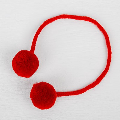 Декоративный элемент на верёвочке 2 шарика, d= 3 см, набор 4 шт., цвет красный