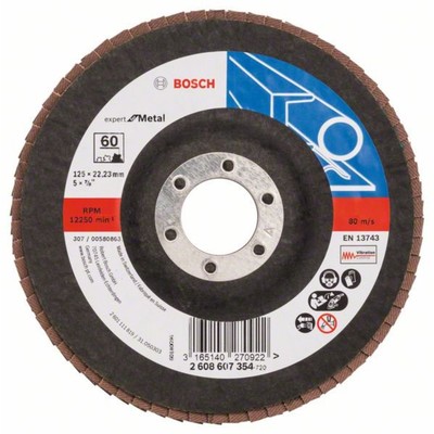Лепестковый шлифкруг Bosch 2608607354, по металлу, 125х22.2 мм, зернистость 60