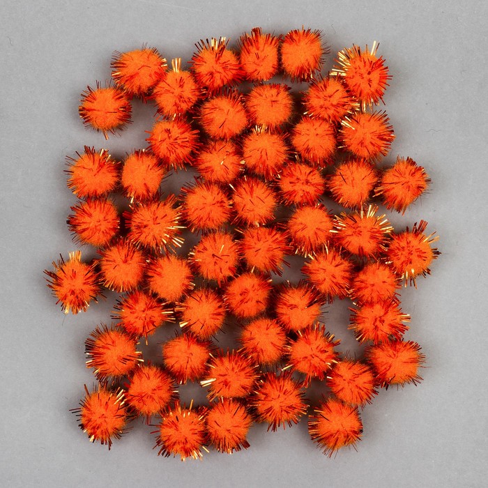 Набор деталей для декора «Бомбошки с блеском» набор 50 шт., размер 1 шт: 1,5 см, цвет оранжевый