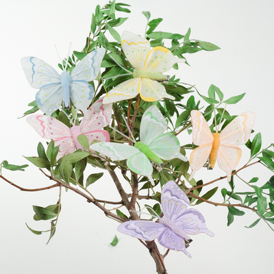 Бабочка для декора и флористики, на прищепке, пластиковая, микс, 1 шт., 7 х 6 х 1 см