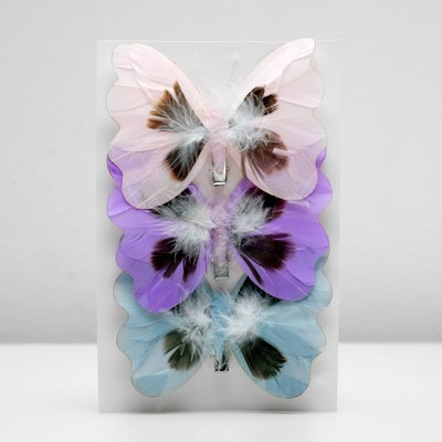 Бабочка для декора и флористики, на прищепке, пластиковая, микс, 1 шт., 11 х 8,5 х 1 см