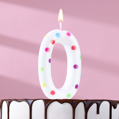 Свеча в торт на день рождения «Конфетти», цифра &quot;0&quot; , ГИГАНТ, 9 см