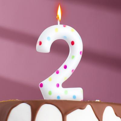 Свеча в торт на день рождения «Конфетти», цифра &quot;2&quot; , ГИГАНТ, 9 см