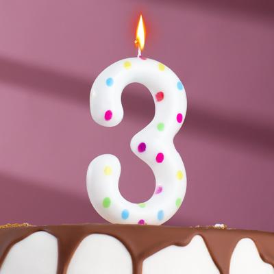 Свеча в торт на день рождения «Конфетти», цифра &quot;3&quot; , ГИГАНТ, 9 см