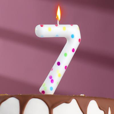 Свеча в торт на день рождения «Конфетти», цифра &quot;7&quot; , ГИГАНТ, 9 см