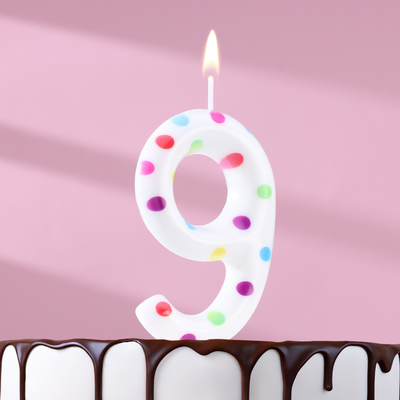 Свеча в торт на день рождения «Конфетти», цифра &quot;9&quot; , ГИГАНТ, 9 см