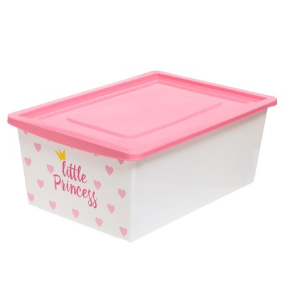 Ящик для игрушек, с крышкой, «Принцесса», объём 30 л, цвет белый