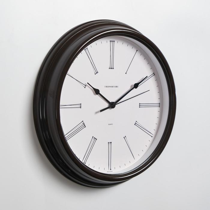 Часы настенные, серия: Классика, плавный ход, d=31 cм, коричневые