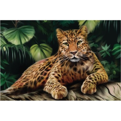 Алмазная вышивка с полным заполнением «Леопард» 50x60 см, на раме