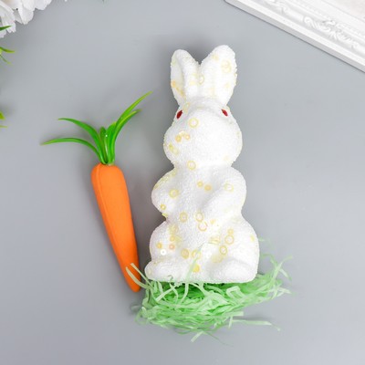 Декор пасхальный &quot;Кролик в посыпке с морковкой и травкой&quot; набор  15 см