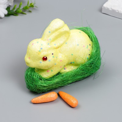 Декор пасхальный &quot;Кролик - конфетти, в травке с морковками&quot; набор 4 шт МИКС 13 см