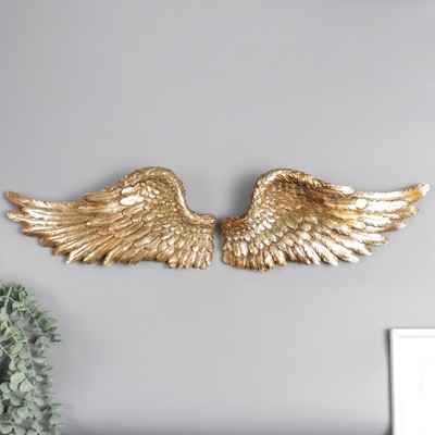 Сувенир полистоун настенный декор &quot;Золотые крылья&quot; набор 2 шт  размер крыла 18х41х6 см