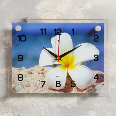 Часы настенные, серия: Цветы, &quot;Плюмерия на песке&quot;, 20х26  см, микс