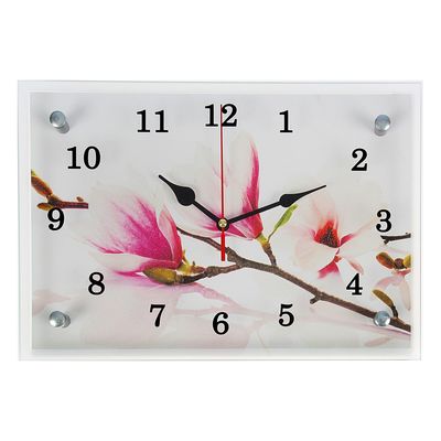 Часы настенные, серия: Цветы, &quot;Бело-сиреневые цветы&quot;, 20х30  см, микс