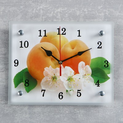 Часы настенные, серия: Кухня, &quot;Абрикосы с цветами&quot;, 20х25  см