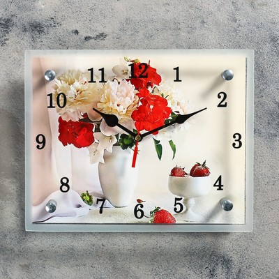 Часы настенные, серия: Цветы, &quot;Цветы в вазе&quot;, микс 20х25 см