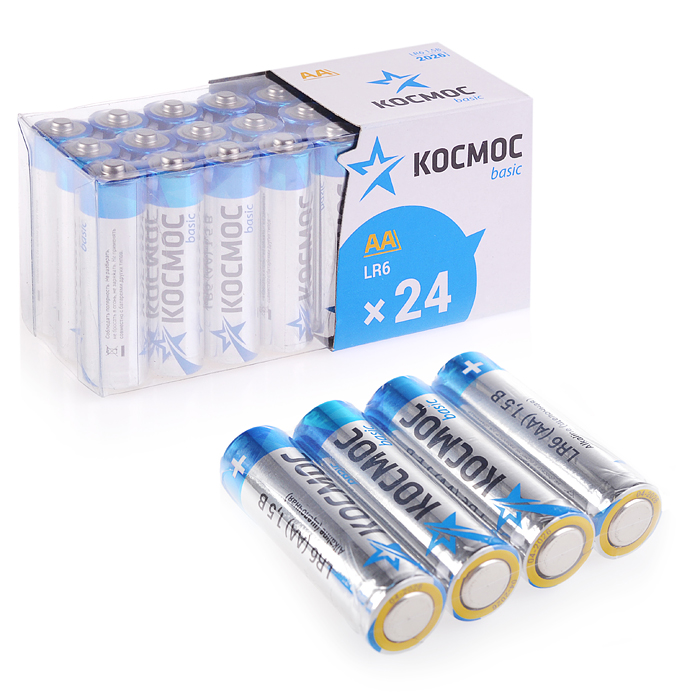 Батарейки алкалиновые Космос LR6 в пласт.боксе 24 шт Батарейки алкалиновые Космос LR6 в пласт.боксе 24 шт