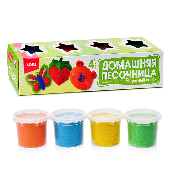 Радужный песок. Набор из 4 цветов по 140 гр Радужный песок. Набор из 4 цветов по 140 гр
