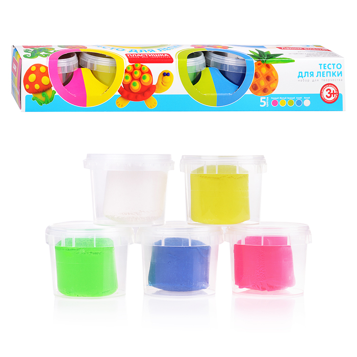 Тесто для лепки. Набор №12, 5цв. по 80 гр. Тесто для лепки. Набор №12, 5цв. по 80 гр.