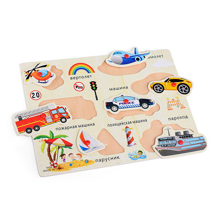 Фото к товару Пазл-вкладыш D0467 "Транспорт" Пазл-вкладыш D0467 "Транспорт"