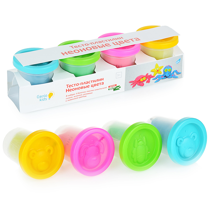 Набор для детской лепки "Тесто-пластилин. Неоновые цвета".