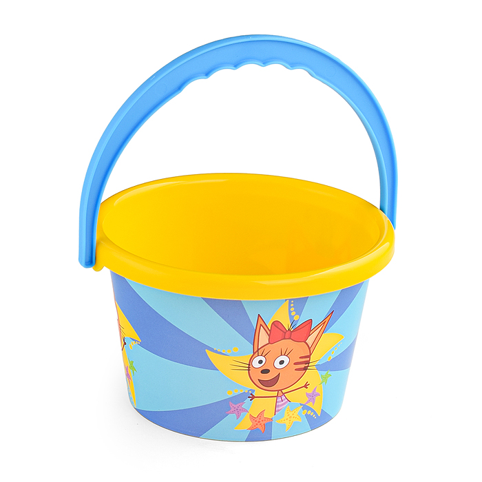 Фото к товару Ведро среднее с наклейкой "Три Кота" Ведро среднее с наклейкой "Три Кота"