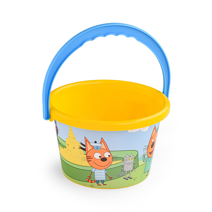 Фото к товару Ведро среднее с наклейкой "Три Кота" Ведро среднее с наклейкой "Три Кота"