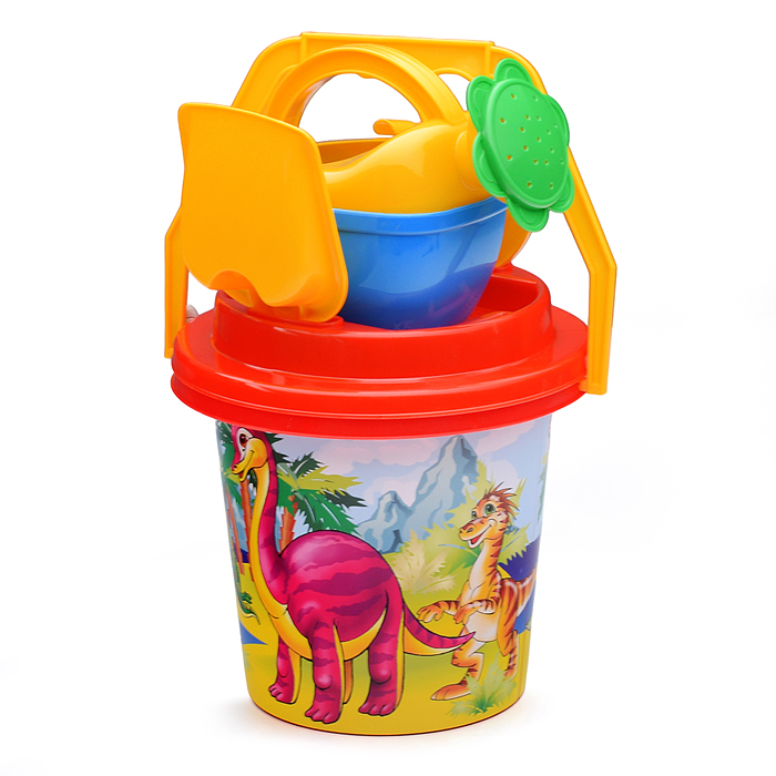 Фото к товару Песочный набор №5 ведро, паски, лейка, сито, лопата, грабли Песочный набор №5 ведро, паски, лейка, сито, лопата, грабли