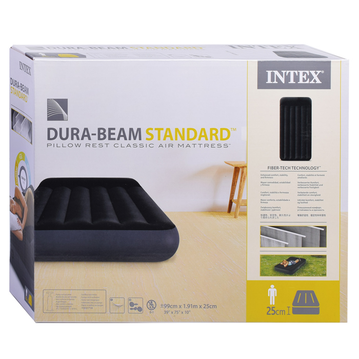 Матрас надувной Pillow Rest Classic Fiber-Tech, 99 х 191 х 25 см, 64141 INTEX