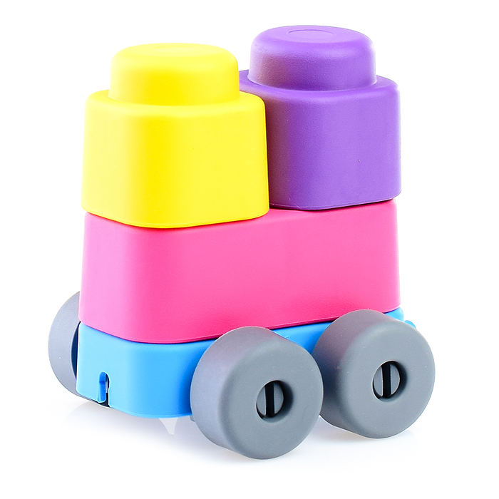 Фото к товару Конструктор "Мягкие кирпичики plus. Веселый транспорт" 10 дет+колесики Конструктор "Мягкие кирпичики plus. Веселый транспорт" 10 дет+колесики