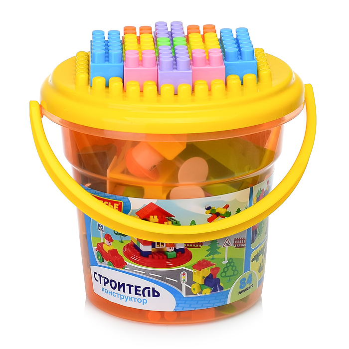 Фото к товару Конструктор "Строитель" (84 элем. в ведре "Макси" с крышкой) Конструктор "Строитель" (84 элем. в ведре "Макси" с крышкой)